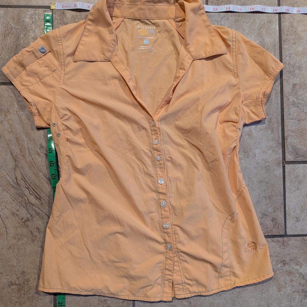 Mountain Hardwear Canyon Short Sleeve Button-Up Shirt – Apricot Orange Size 4
